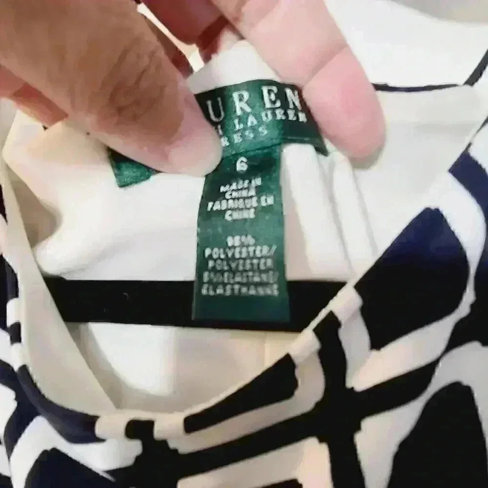 Lauren Ralph Lauren Geometric Sleeveless Midi Dress Sz 6 - Picture 7 of 12